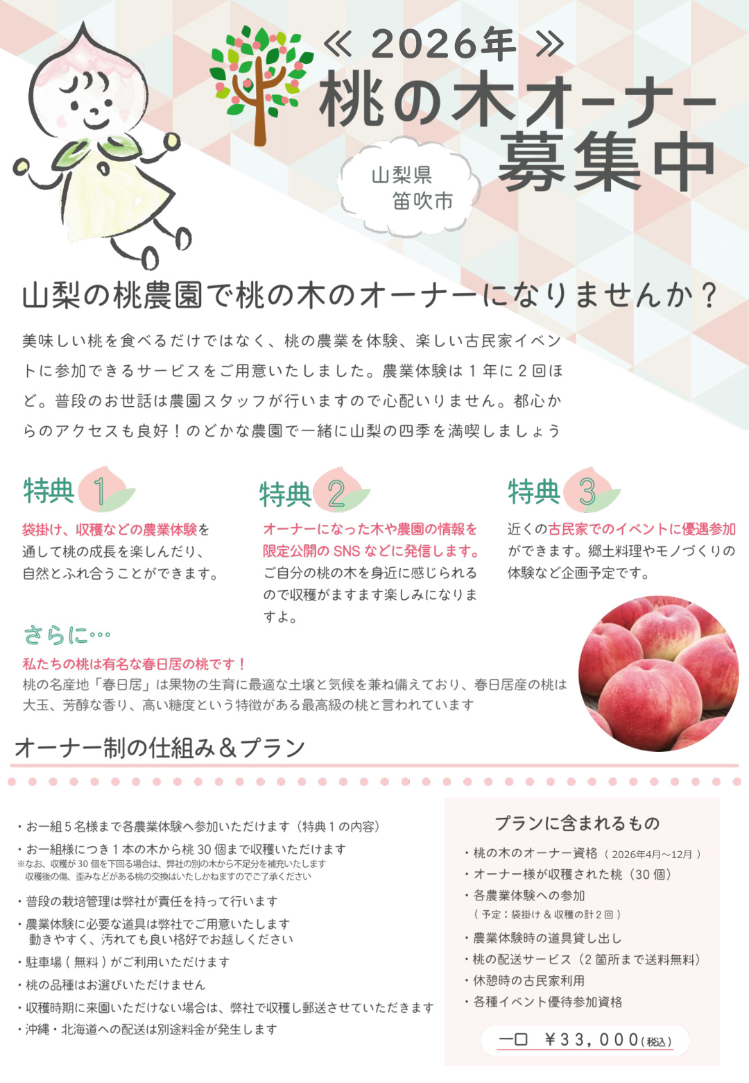 オーナー制度 チラシ 1ページ目